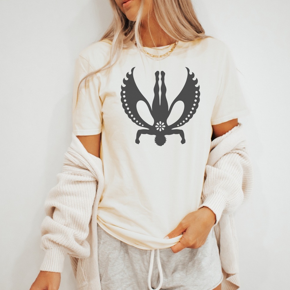 Winged Figure Rising in Headstand Folk Art Tee